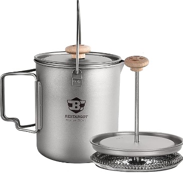 Bestargot Camping Titanium Pot, French Press Coffee Maker