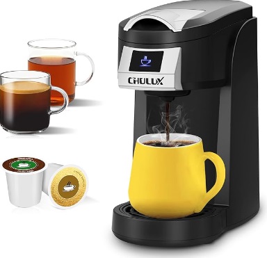 CHULUX Single Serve Coffee Maker, One Cup Coffee Brewer for K Cup & Ground Coffee