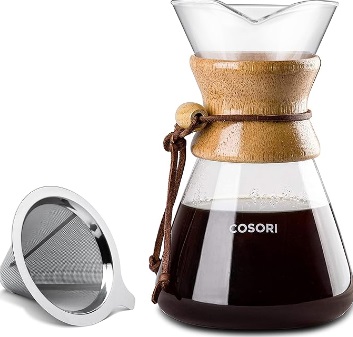 COSORI Manual Pour Over Coffee Maker with Double Layer Stainless Steel Filter, 8-Cup, 34oz, Drip Coffee Maker