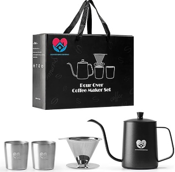 CozyNest Home Essentials Stainless Steel Pour over coffee maker set- Slow drip coffee maker