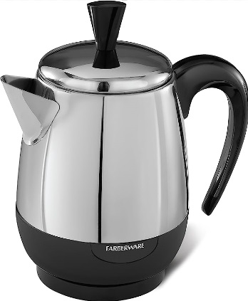 Farberware Electric Coffee Percolator, FCP240, Stainless Steel Basket