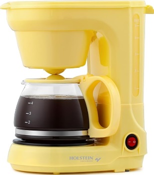 Holstein Housewares - 5 Cup Drip Yellow Coffee Maker