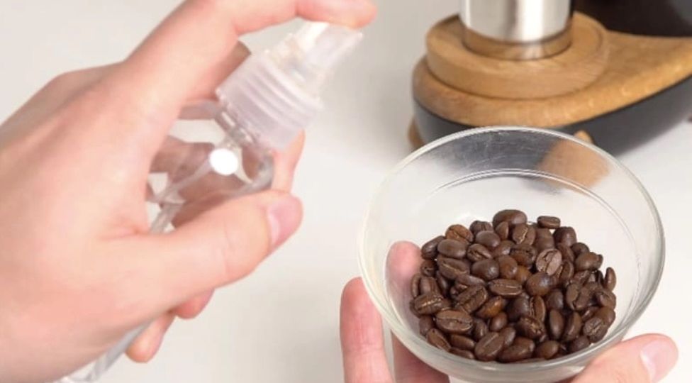 Spray Coffee Beans Before Grinding